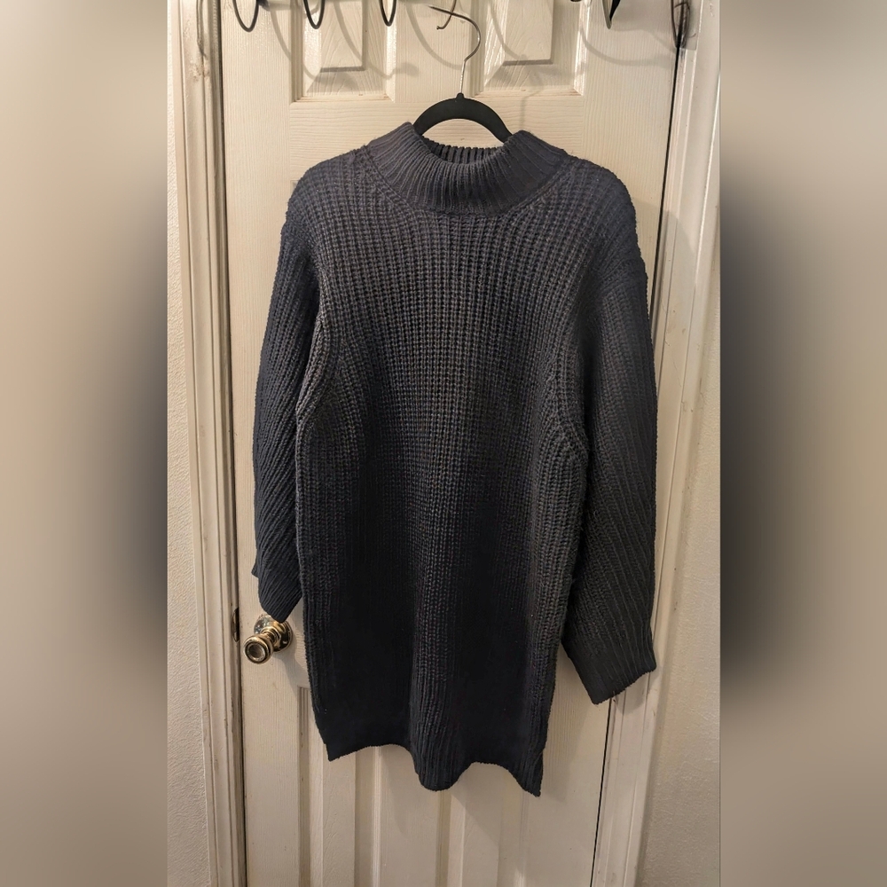 Lulus Women's Black Knit Oversized Mock-Neck Sweater
